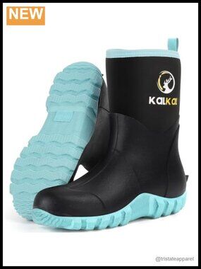 Waterproof Mid Calf Rain Boots for Women with Steel Shank Insulated Neoprene